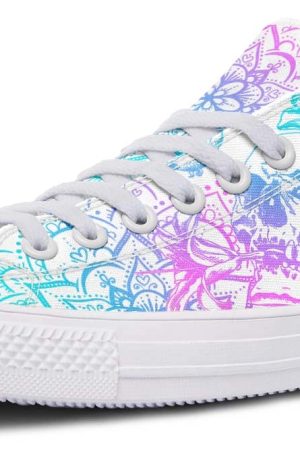 Lily Flower & Skull Low-Top Sneakers - Floral Gothic Style
