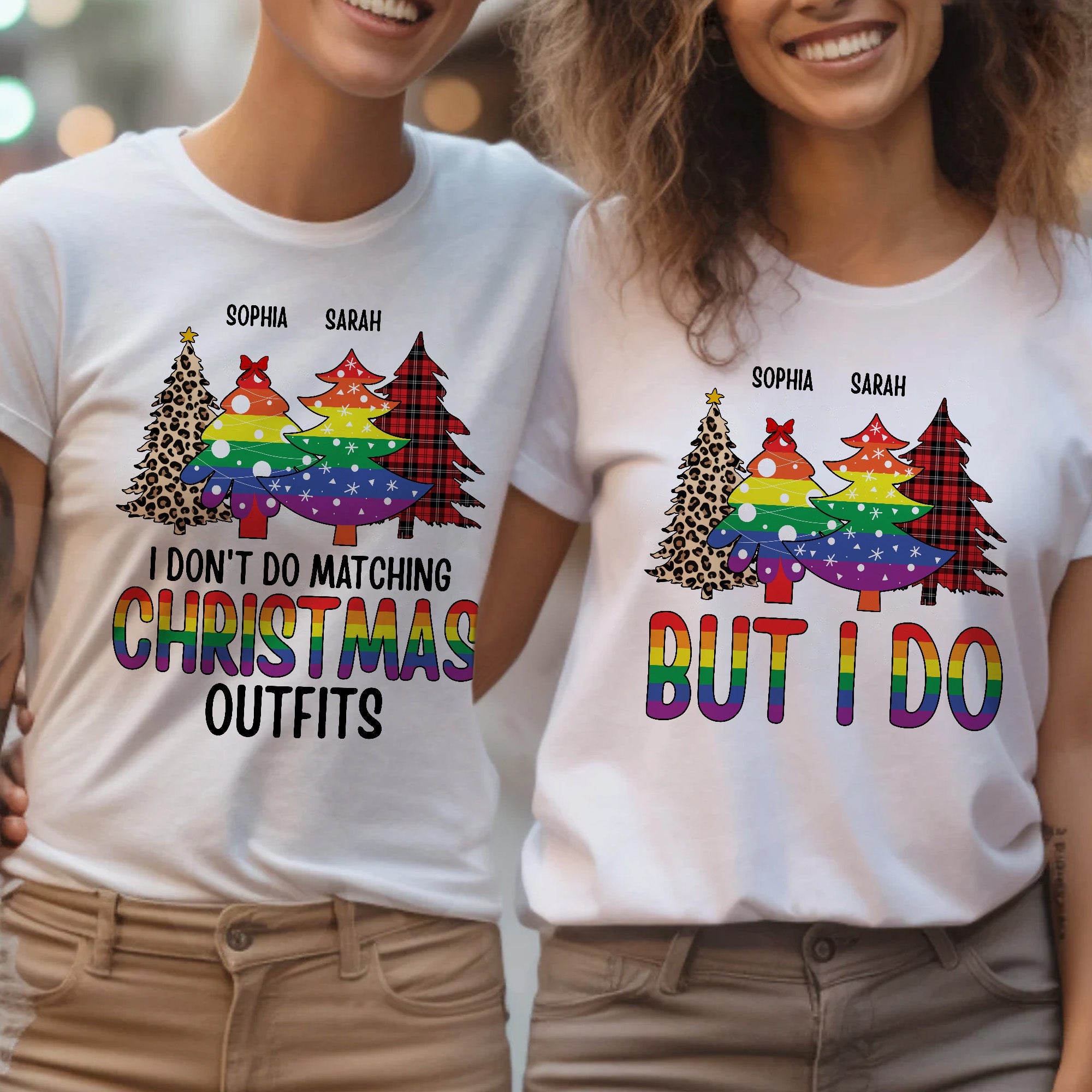 Lgbt I Don't Do Matching Christmas Outfits - Personalized Matching Couple Shirt - Image 2