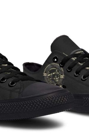 Born To Ride Black Lowtop Sneakers - Stylish Urban Walking Shoes