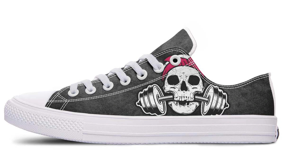 Pink Ribbon Lady Skull Lowtop Fashion Sneakers