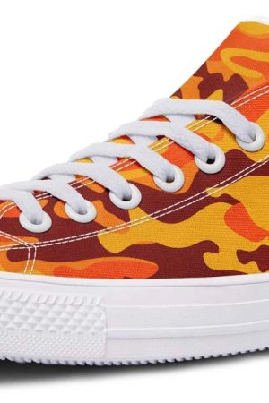 Orange Camo White Low-Top Sneakers - Trendy Streetwear