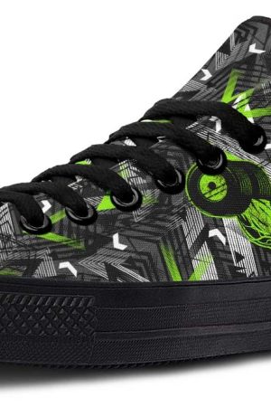 Green Polygon Dumbbell Print Low-Top Sneakers