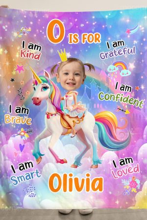 Unicorn Princess - Gifts For Little Girls, Daughters, Kids - Personalized Photo Blanket Big Size